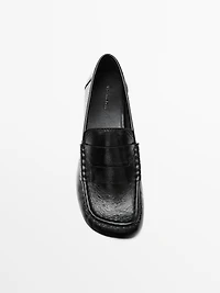 Leather loafers with penny strap