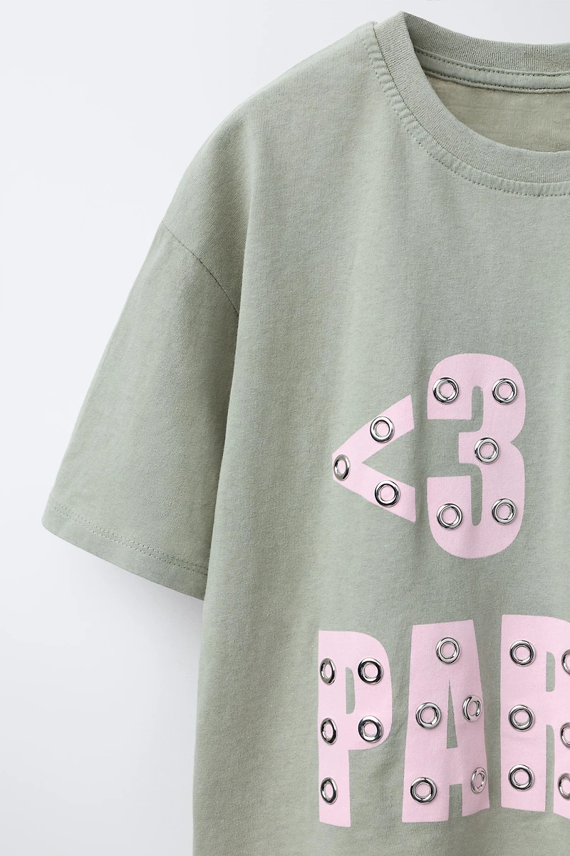 T-SHIRT TEINT EN PIÈCE ŒILLETS