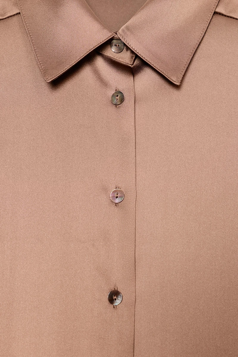 SATIN EFFECT DROP SHOULDER SHIRT