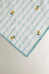 STRIPED EMBROIDERED FLORAL NAPKINS (SET OF 2)