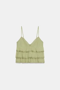 EMBROIDERED RUFFLED CHIFFON TOP