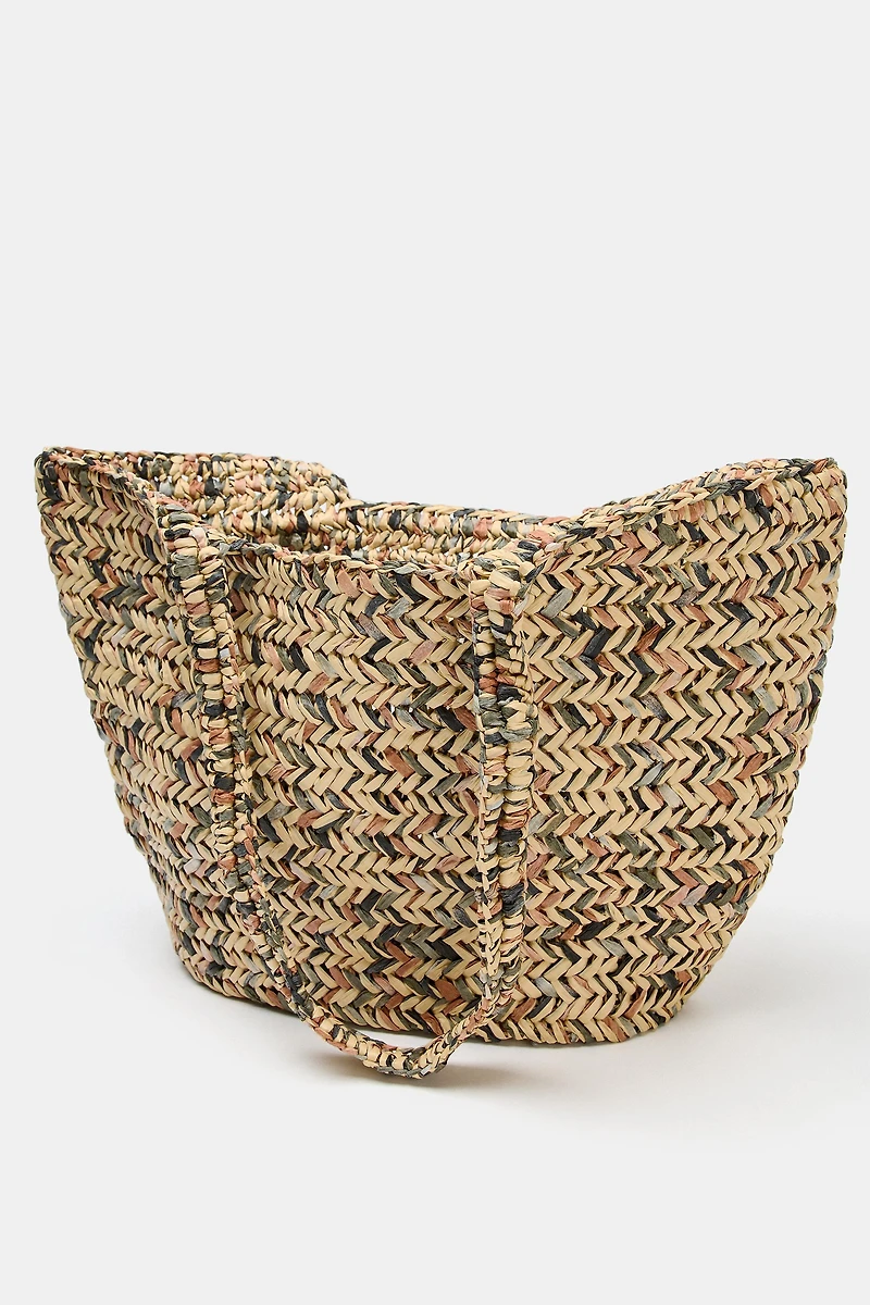 WOVEN BASKET TOTE BAG