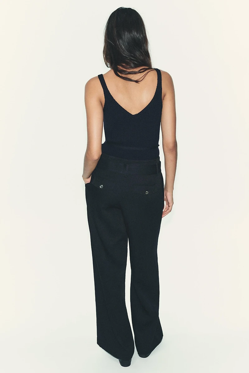 BELTED WIDE LEG PANTS