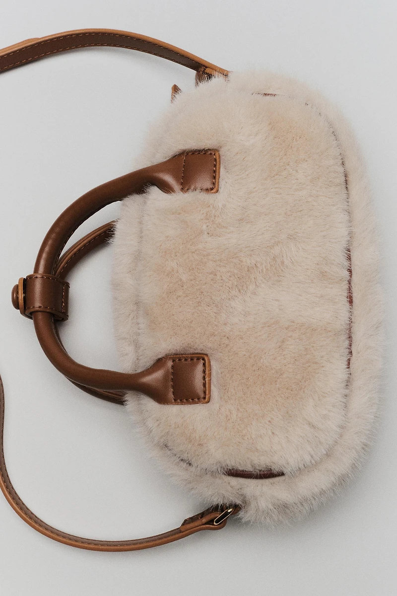 FAUX FUR BOWLING CROSSBODY BAG