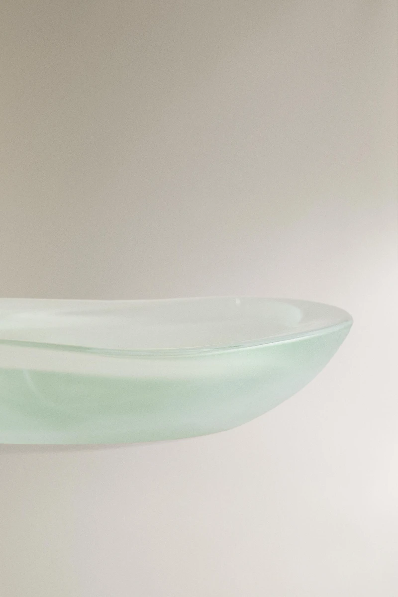 SHADED GREEN GLASS BATHROOM SOAP DISH