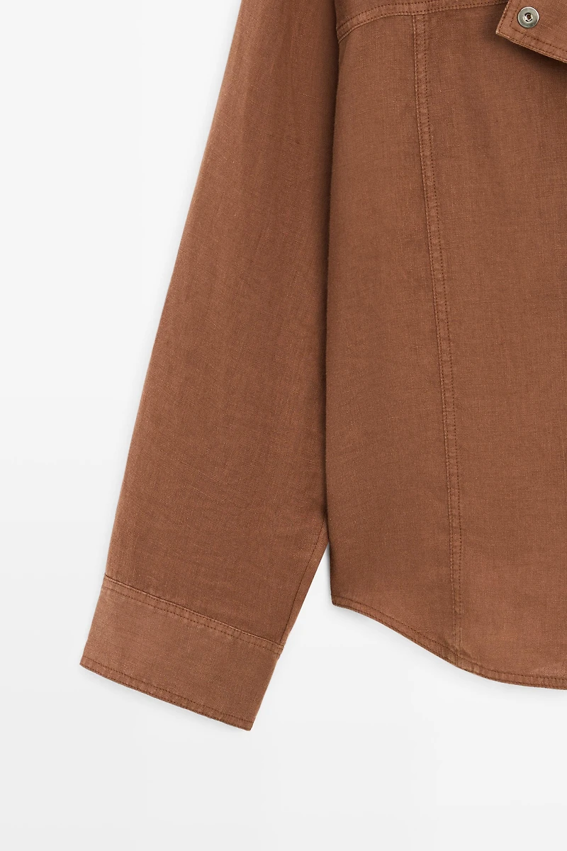 100% linen snap-button shirt