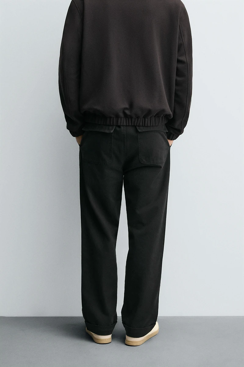 STRAIGHT FIT TWILL PANTS