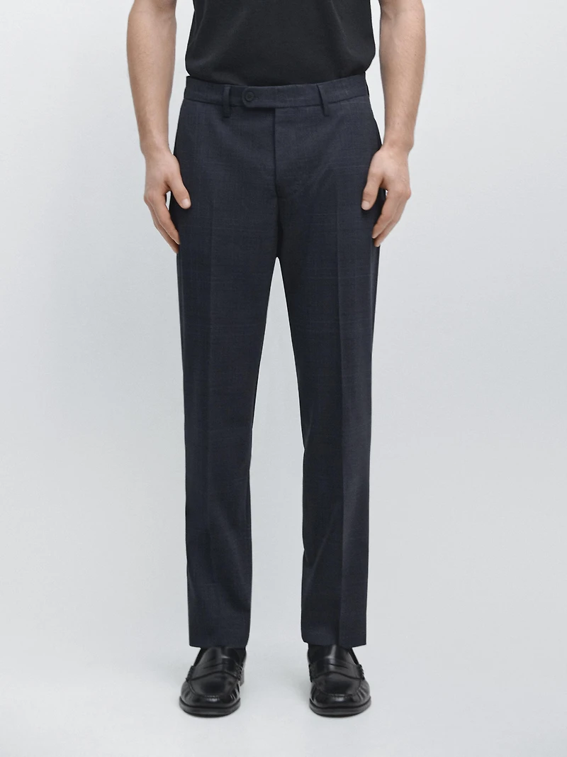 Pantalon de costume à carreaux en laine froide