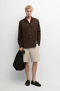 100% linen short Bermuda shorts