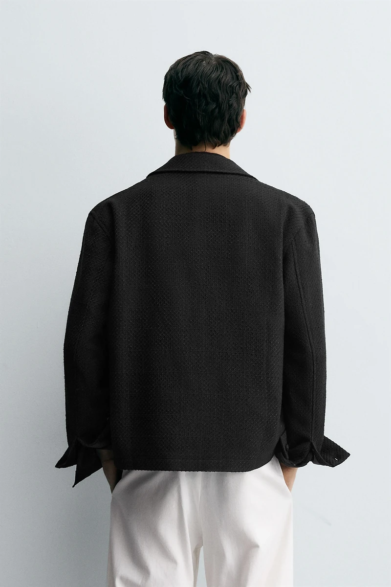 TEXTURED ZIP-UP OVERSHIRT