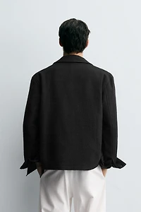 TEXTURED ZIP-UP OVERSHIRT