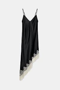SATIN EFFECT LACE DRESS