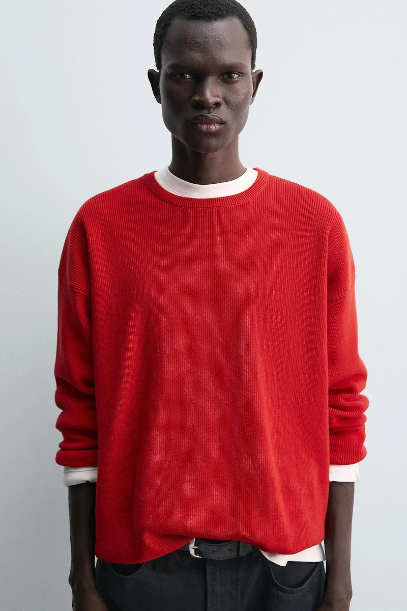 TEXTURED COTTON SWEATER