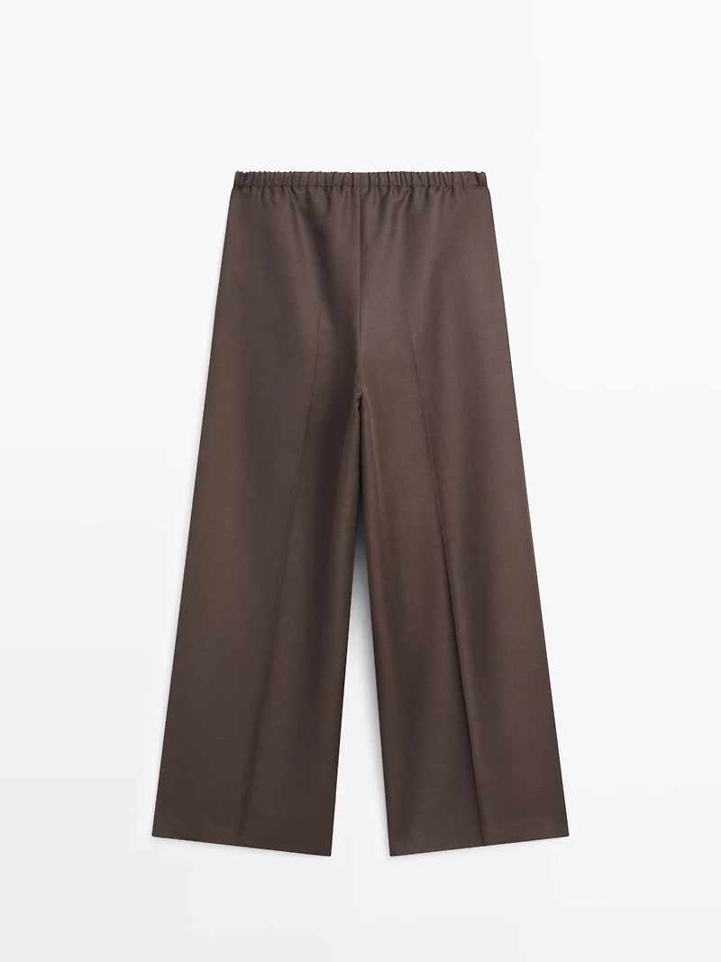 Wool blend contrast drawstring trousers
