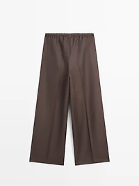 Wool blend contrast drawstring trousers