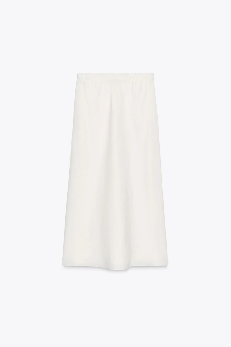 ZW COLLECTION 100% LINEN MIDI SKIRT