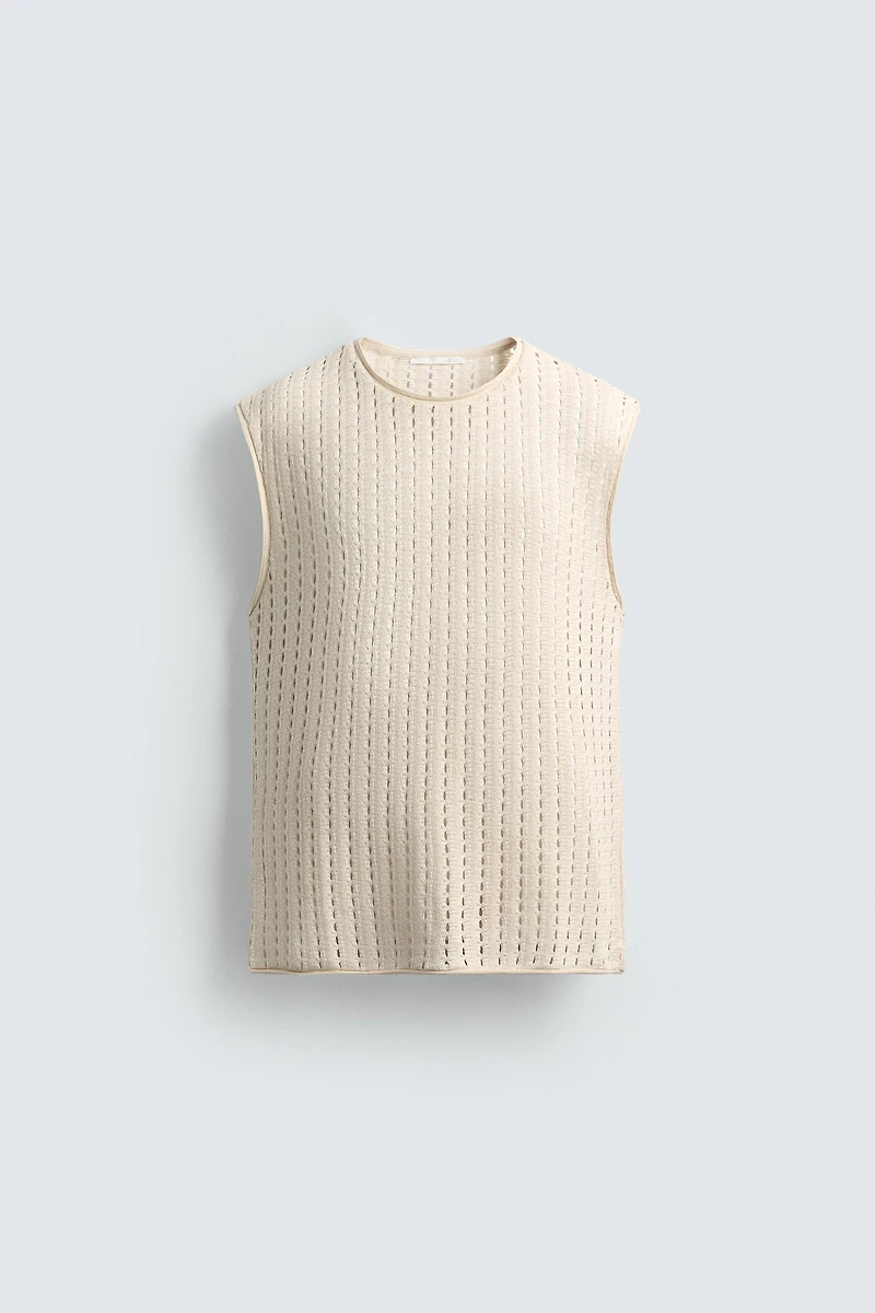 SLEEVELESS KNIT T-SHIRT