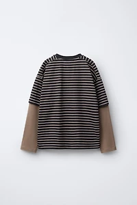DOUBLE SLEEVE STRIPED T-SHIRT