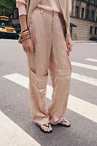 STUDDED LEATHER SLIDE SANDALS