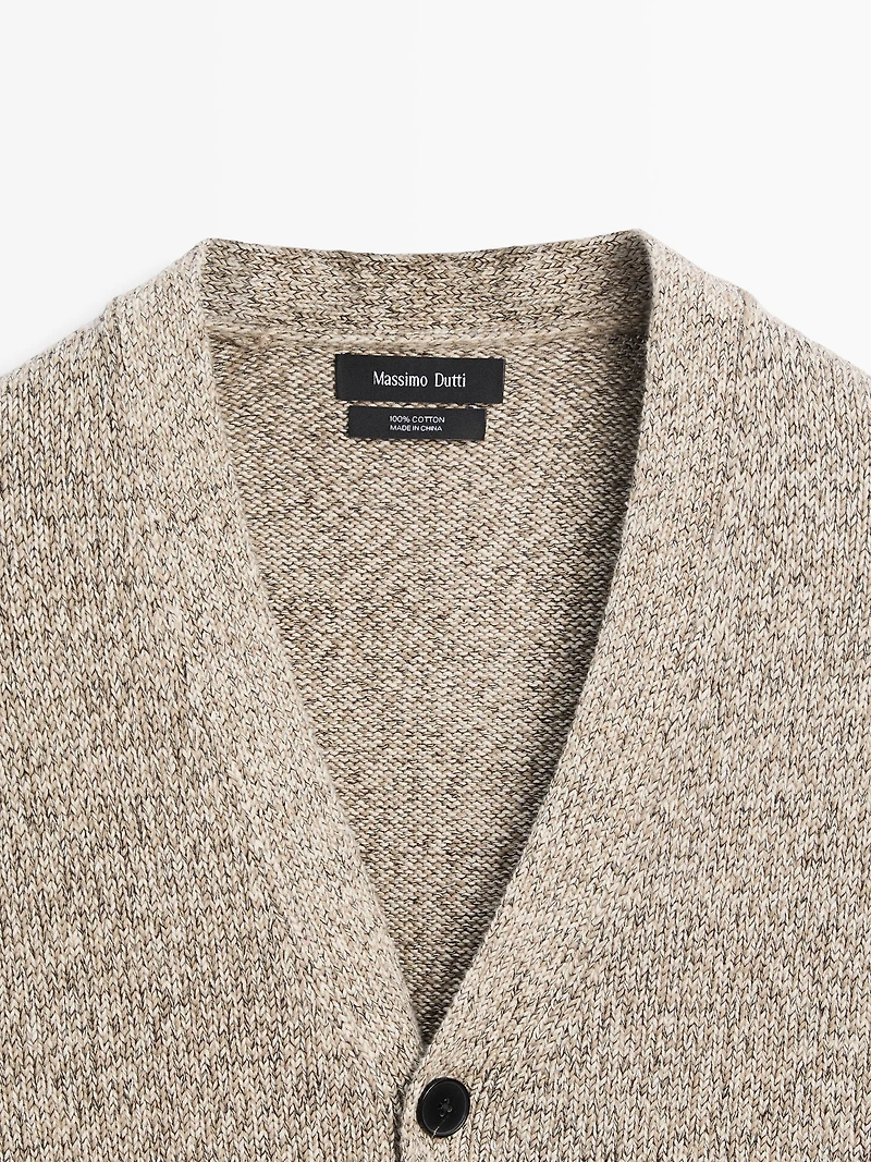 Cotton knit cardigan with buttons