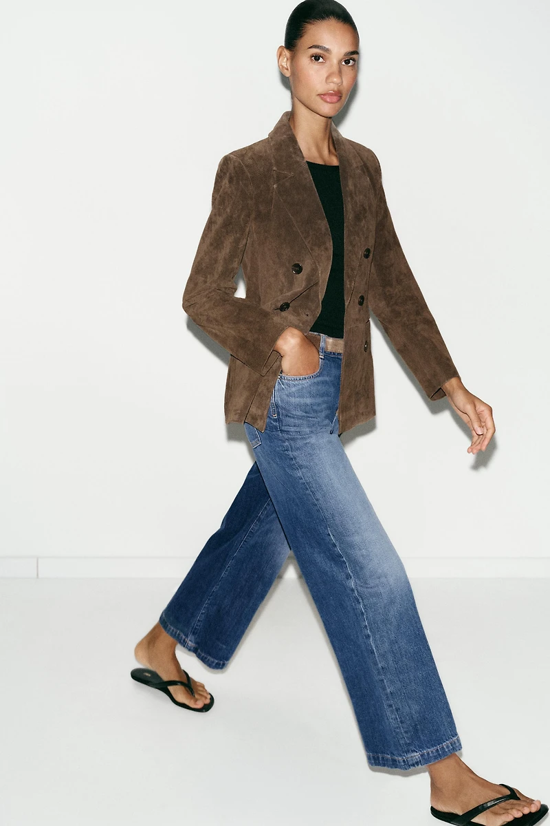 Z1975 BELTED CROPPED WIDE LEG JEANS