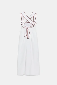 EMBROIDERED TEXTURED MIDI DRESS