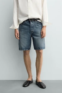 STRAIGHT FIT DENIM SHORTS