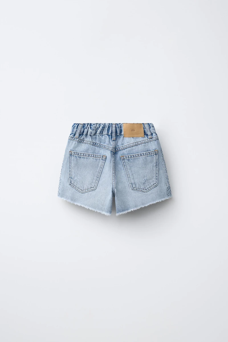 RHINESTONE RIPPED SHORTS
