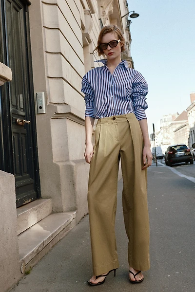 PLEATED BARREL PANTS