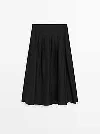 Flowing midi skirt with pintucks