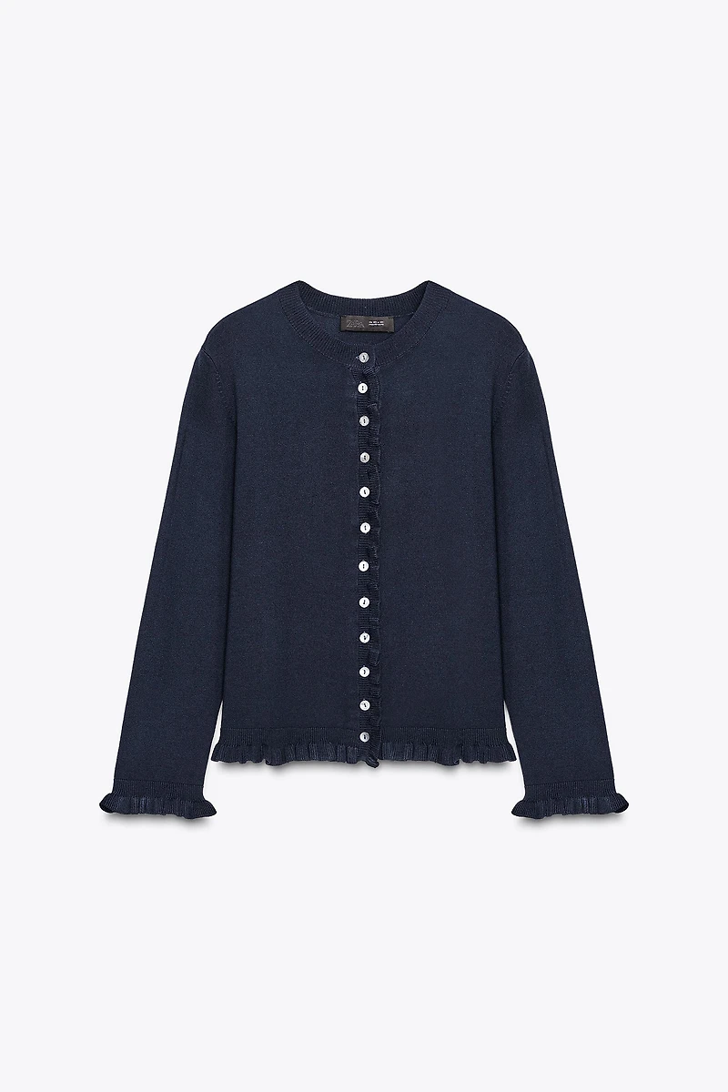RUFFLED KNIT CARDIGAN