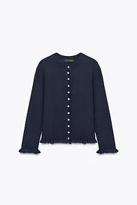 RUFFLED KNIT CARDIGAN