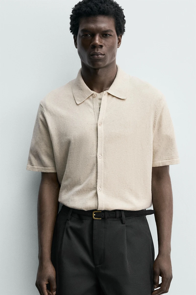 COTTON LINEN BLEND KNIT SHIRT
