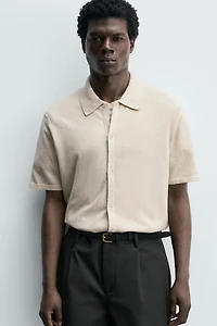 COTTON LINEN BLEND KNIT SHIRT