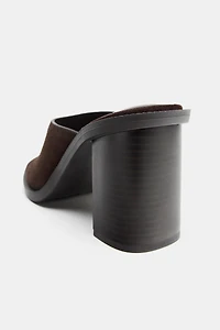 SANDALES EN CUIR À TALONS LARGES