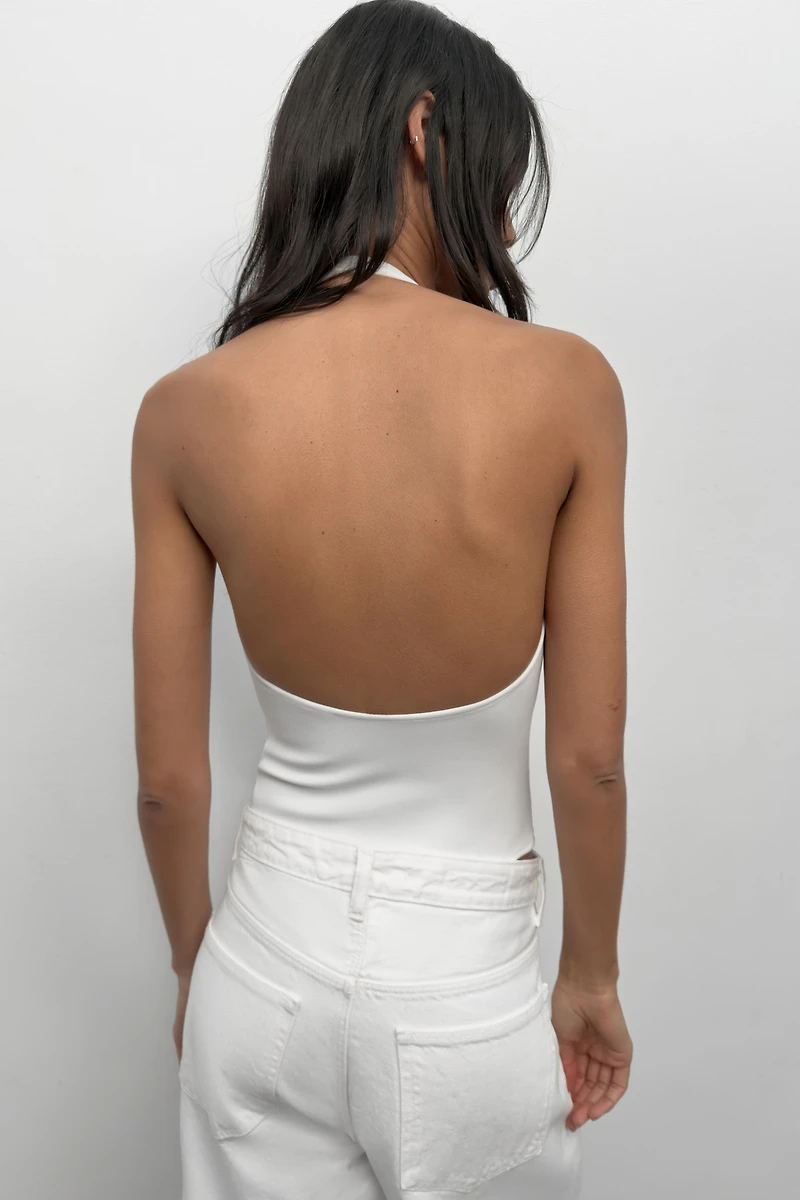 STRETCH KNIT HALTER BODYSUIT