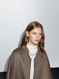 Manteau long ouvert en laine mélangée