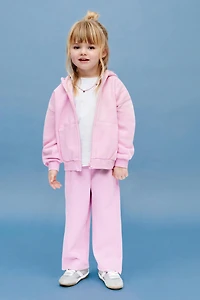 WIDE LEG INTERLOCK RAISED TEXT PANTS