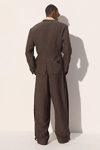 VISCOSE-LINEN STRIPED SUIT PANTS WITH SIDE PLEATS