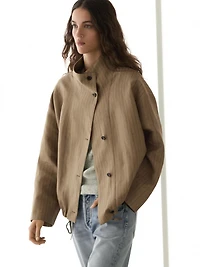 Veste bomber rayée mélange de lin