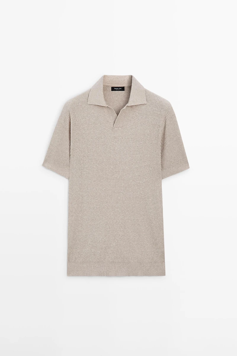 Cotton blend knit polo shirt