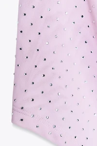 RHINESTONE TULLE TOP