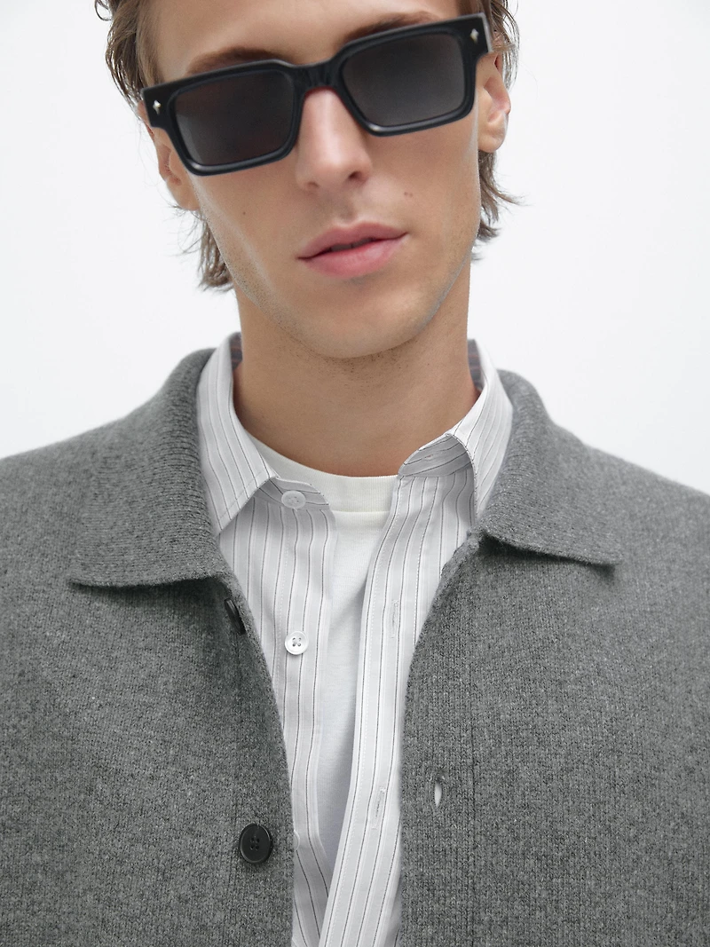 Cardigan en laine à col polo