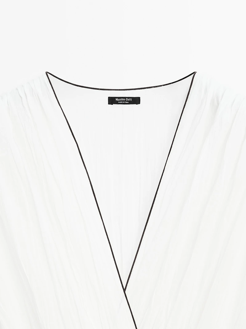 Contrast pleated long dress