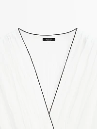 Contrast pleated long dress
