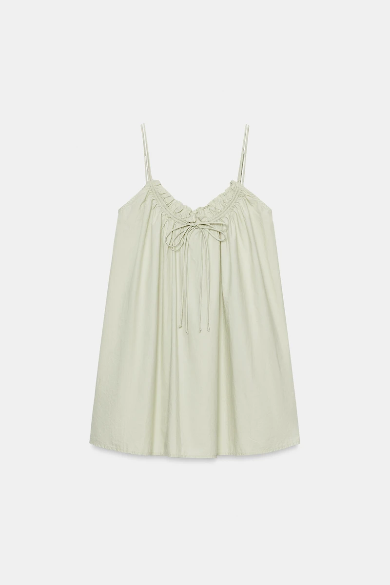 POPLIN STRAP MINI DRESS