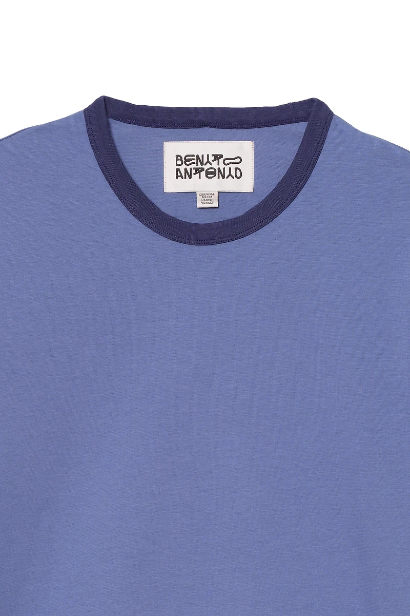 SLIM FIT T-SHIRT WITH CONTRASTING RIB TRIM