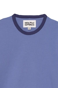 SLIM FIT T-SHIRT WITH CONTRASTING RIB TRIM