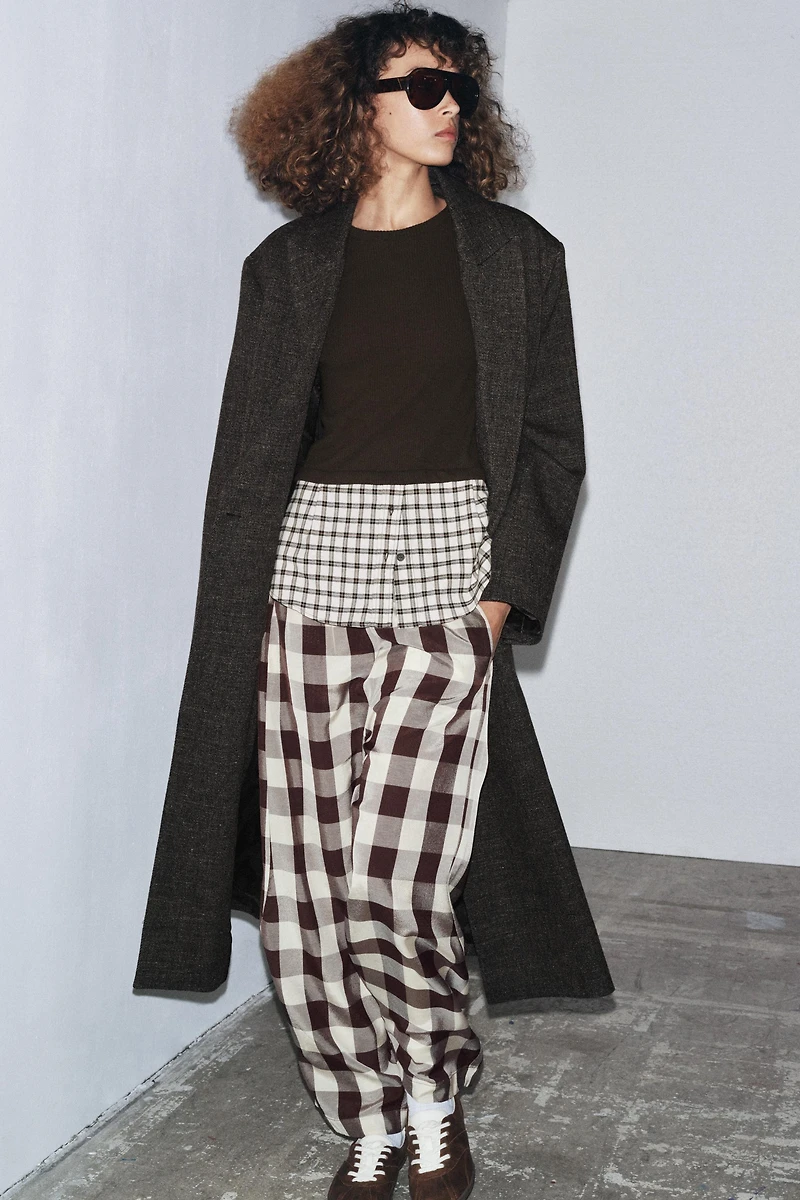 CONTRAST PLAID T-SHIRT