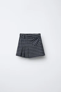 JUPE-SHORT À PLIS PLATS CARREAUX